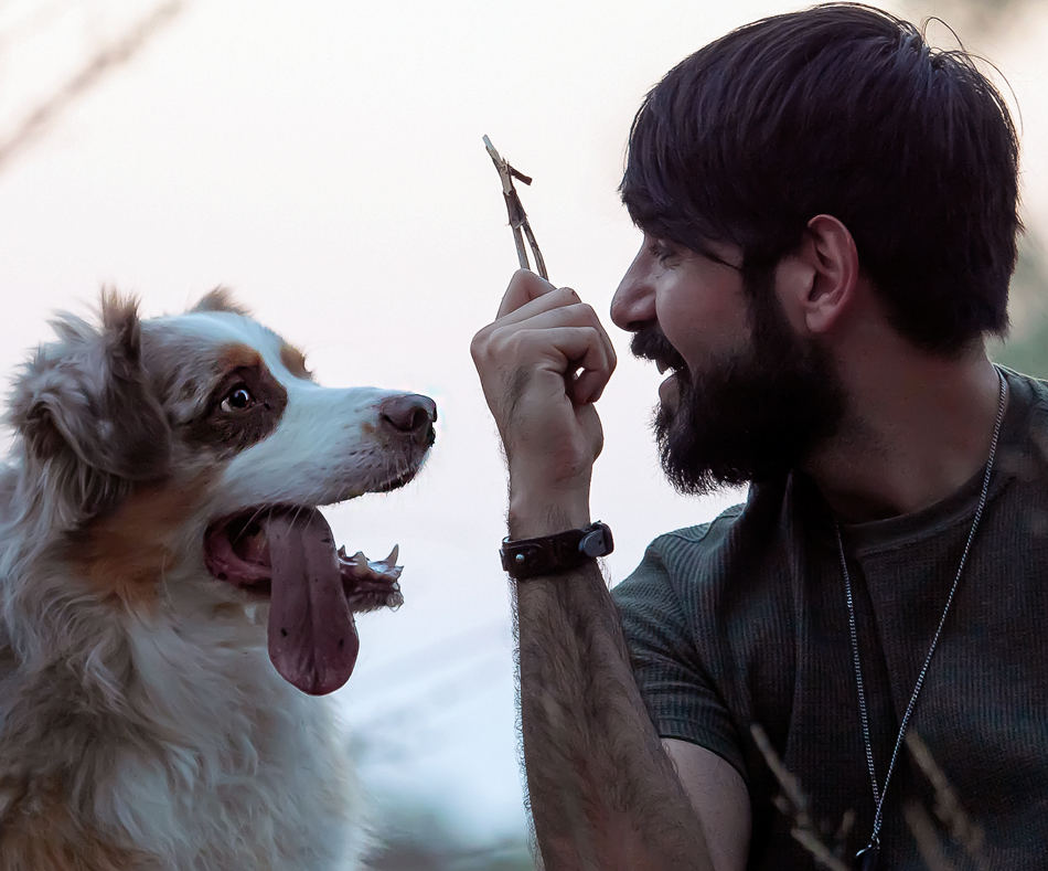 Gianmarco Caboni con cane